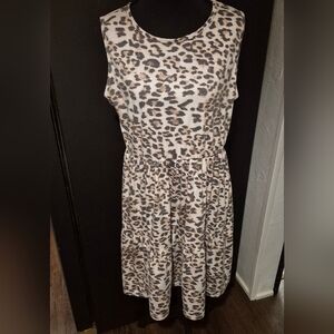 Tiered Leopard Print Sleeveless Dress Y2K Style Large